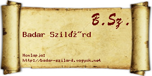Badar Szilárd névjegykártya